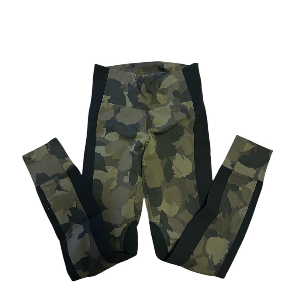 Athleta Camouflage Leggings with Tapered Fit and Sporty Stripes
